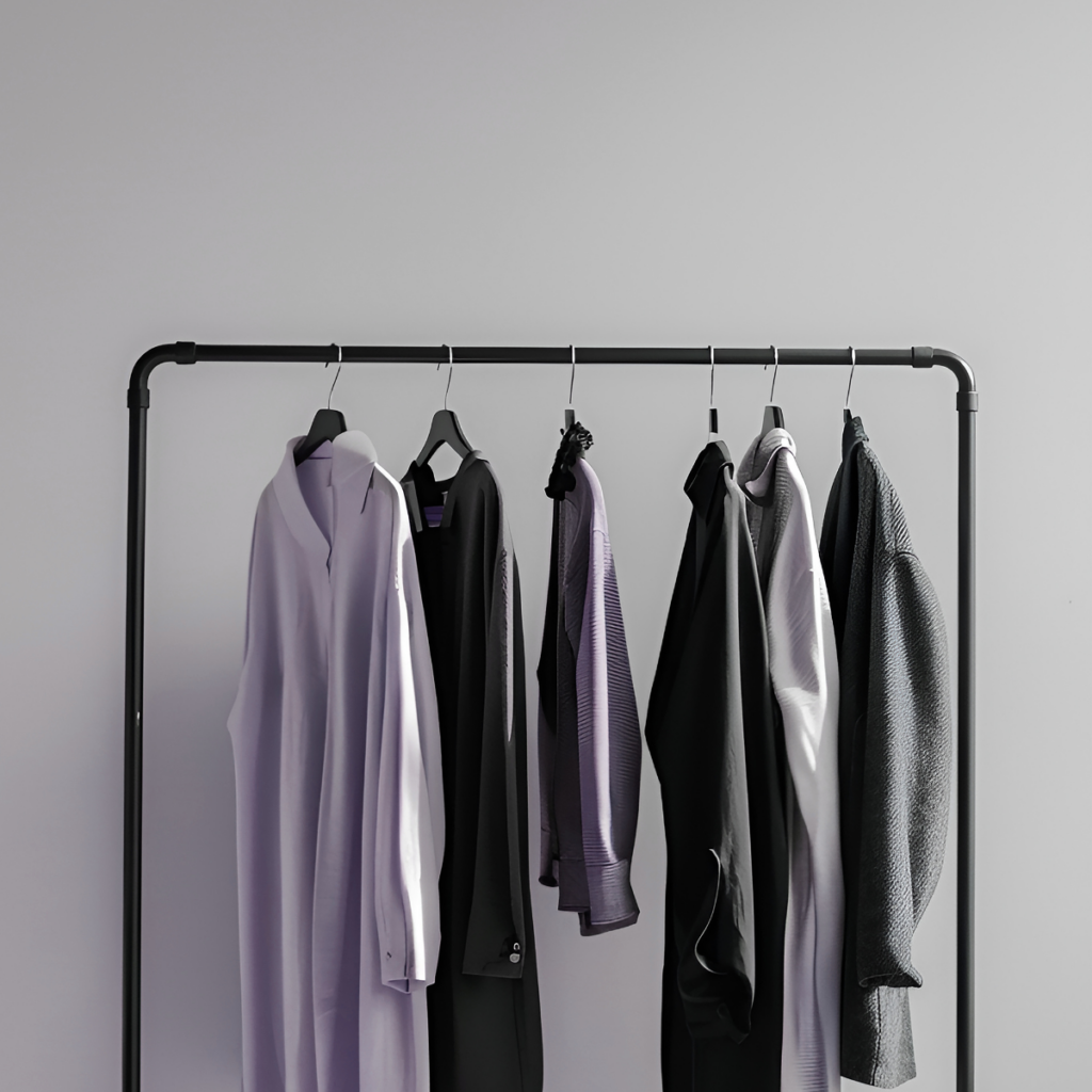 a rack with clothes